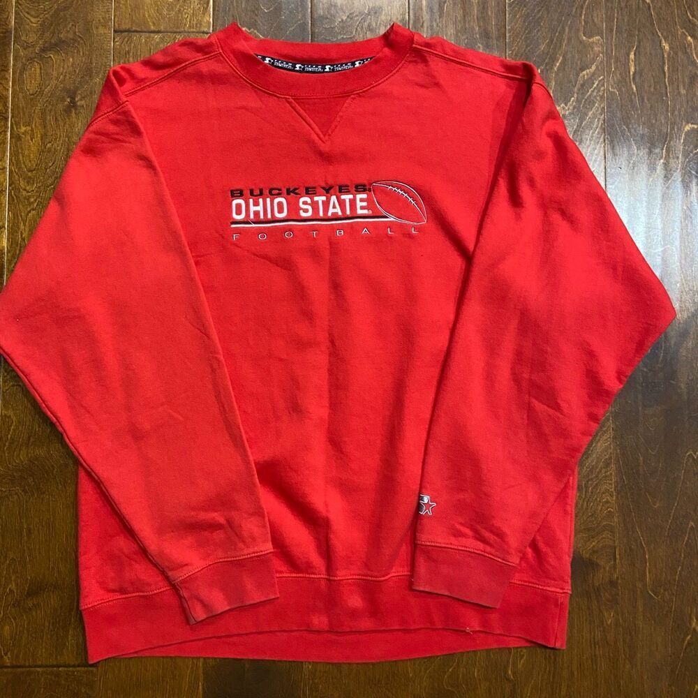 Starter Vintage 90s NCAA Ohio State Football Crewneck Sweatshirt Red Men's XL - Picture 4 of 9